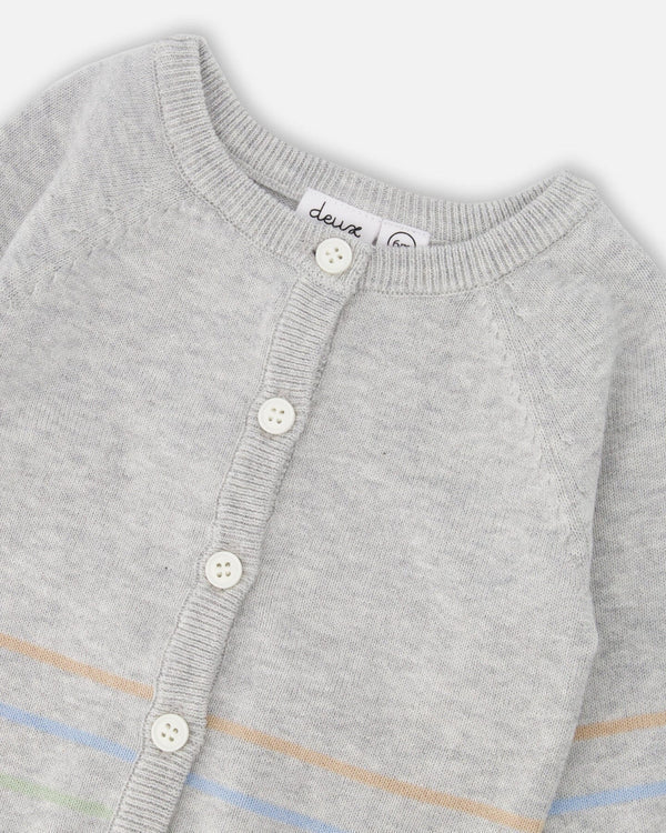 Deux Par Deux Baby Boy Cardigan    H30BT31   Light Grey Mix