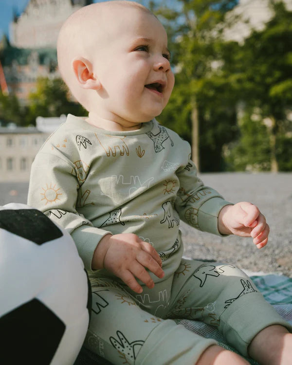 Deux Par Deux Baby Boy Top & Pant Set   H30C12   Printed Safari Animal