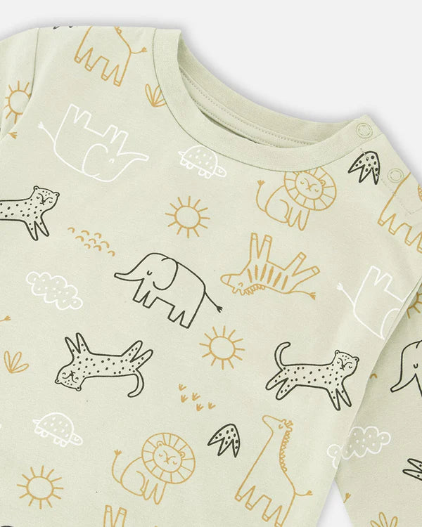 Deux Par Deux Baby Boy Top & Pant Set   H30C12   Printed Safari Animal