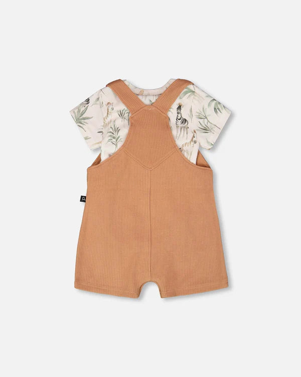 Deux Par Deux Baby Boy Onesie & Shortall Set  H30C13  Printed Zebra Jungle