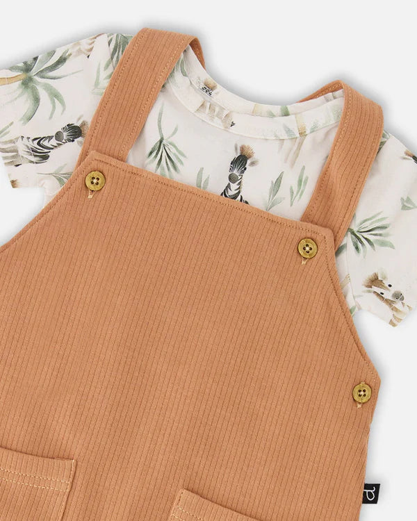 Deux Par Deux Baby Boy Onesie & Shortall Set  H30C13  Printed Zebra Jungle
