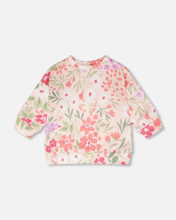 Deux Par Deux Baby Girl Printed Sweatshirt   H30F30   Printed Pink Meadow