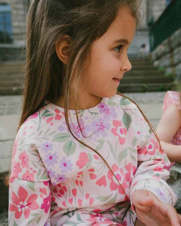 Deux Par Deux Baby Girl Printed Sweatshirt   H30F30   Printed Pink Meadow