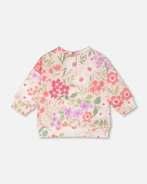 Deux Par Deux Baby Girl Printed Sweatshirt   H30F30   Printed Pink Meadow