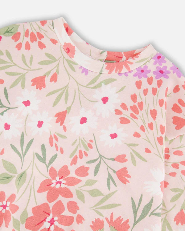 Deux Par Deux Baby Girl Printed Sweatshirt   H30F30   Printed Pink Meadow