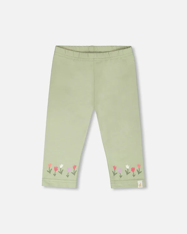 Deux Par Deux Baby Girl Jersey Capri Legging   H30F60  Swamp