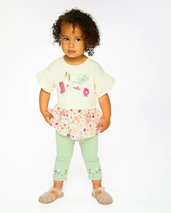 Deux Par Deux Baby Girl Jersey Capri Legging   H30F60  Swamp