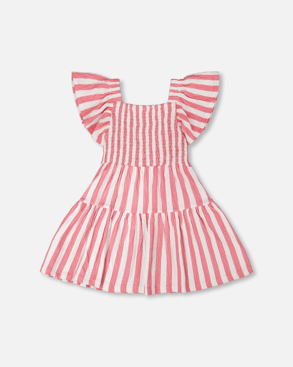 Deux Par Deux Girls Printed Crinkly Jersey Dress   H30G86   Printed Pink Stripe