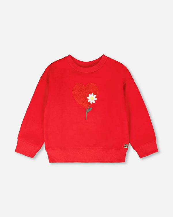 Deux Par Deux Girls French Terry Sweatshirt   H30H30   High Risk Red