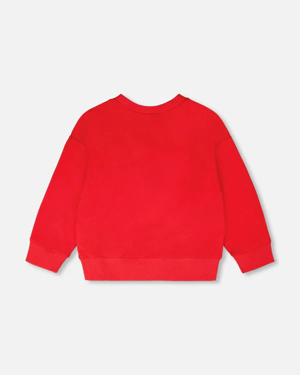 Deux Par Deux Girls French Terry Sweatshirt   H30H30   High Risk Red