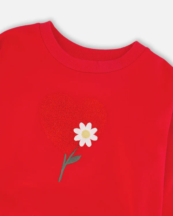Deux Par Deux Girls French Terry Sweatshirt   H30H30   High Risk Red