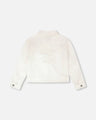 Deux Par Deux Girls Denim Jacket With Embroidered Details   H30H50   White
