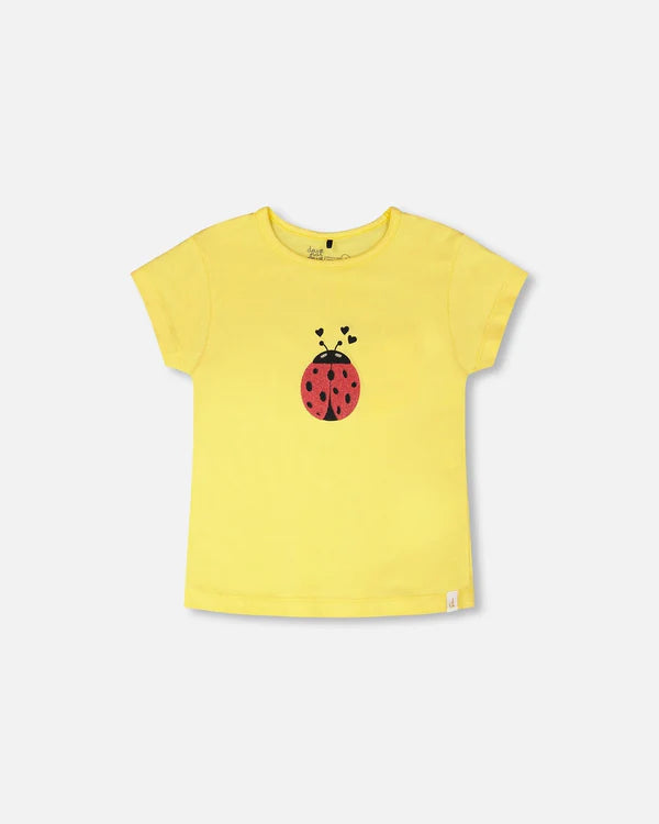 Deux Par Deux Girls Short Sleeve Tee   H30H70   Lemon Drop