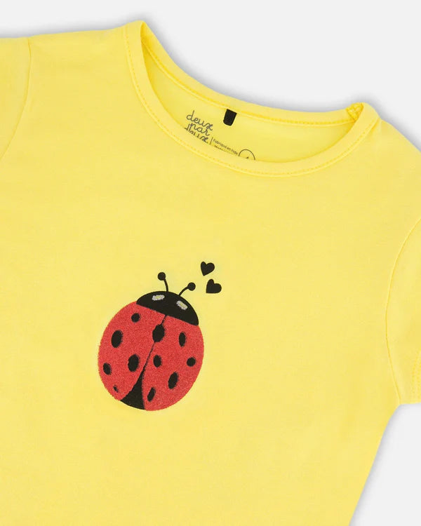 Deux Par Deux Girls Short Sleeve Tee   H30H70   Lemon Drop