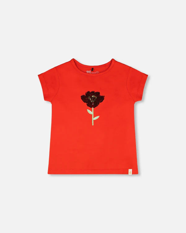 Deux Par Deux Girls Short Sleeve Tee   H30H70   High Risk Red