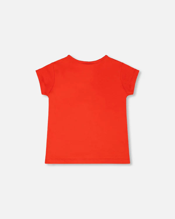 Deux Par Deux Girls Short Sleeve Tee   H30H70   High Risk Red