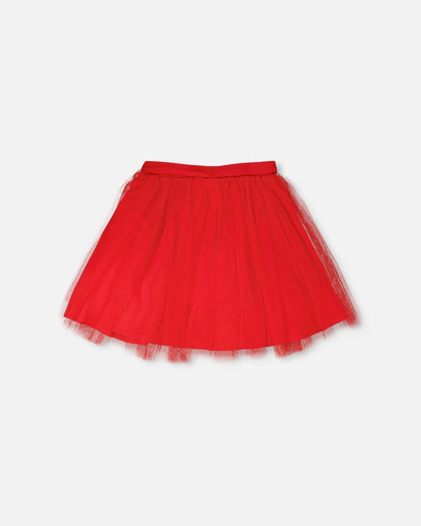 Deux Par Deux Girls Tulle Skirt   H30H81   High Risk Red