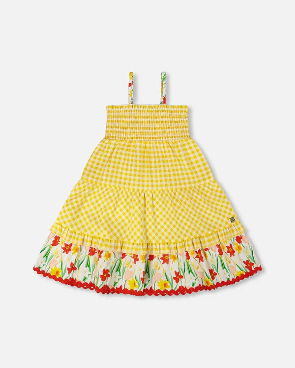 Deux Par Deux Girls Sundress   H30H86   Yellow Vichy