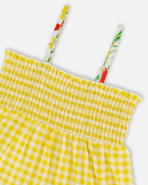 Deux Par Deux Girls Sundress   H30H86   Yellow Vichy
