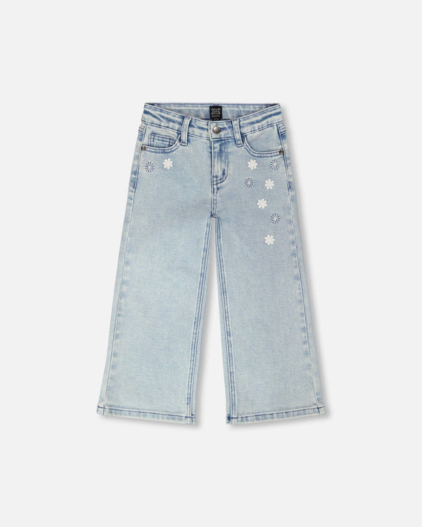 Deux Par Deux Girls Wide Leg Denim Pants   H30I20    Light Blue Denim