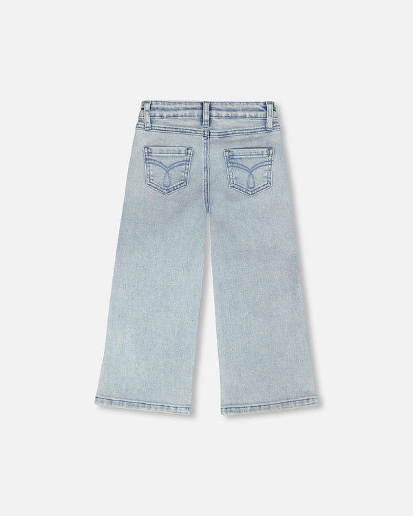 Deux Par Deux Girls Wide Leg Denim Pants   H30I20    Light Blue Denim