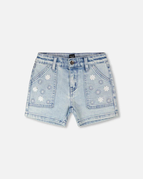 Deux Par Deux Girls Denim Shorts H30I28 Light Blue Denim - Crocus