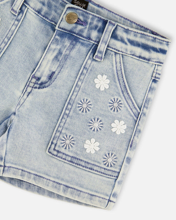 Deux Par Deux Girls Denim Shorts   H30I28   Light Blue Denim