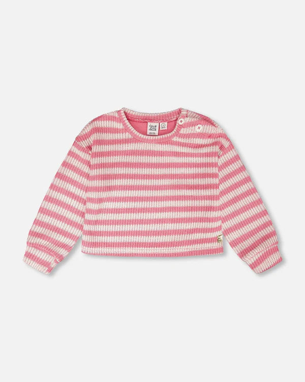 Deux Par Deux Girls Striped Top   H30I31   Pink Stripes