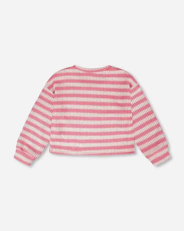 Deux Par Deux Girls Striped Top   H30I31   Pink Stripes