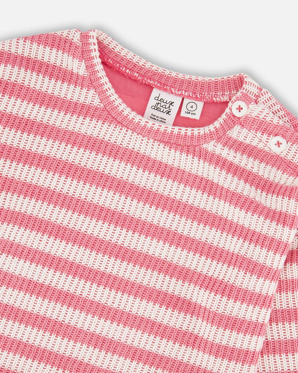 Deux Par Deux Girls Striped Top   H30I31   Pink Stripes