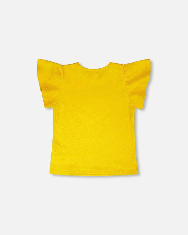 Deux Par Deux Girls Crinkle Jersey Top   H30I72   Mimosa