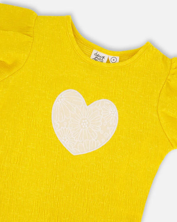 Deux Par Deux Girls Crinkle Jersey Top   H30I72   Mimosa