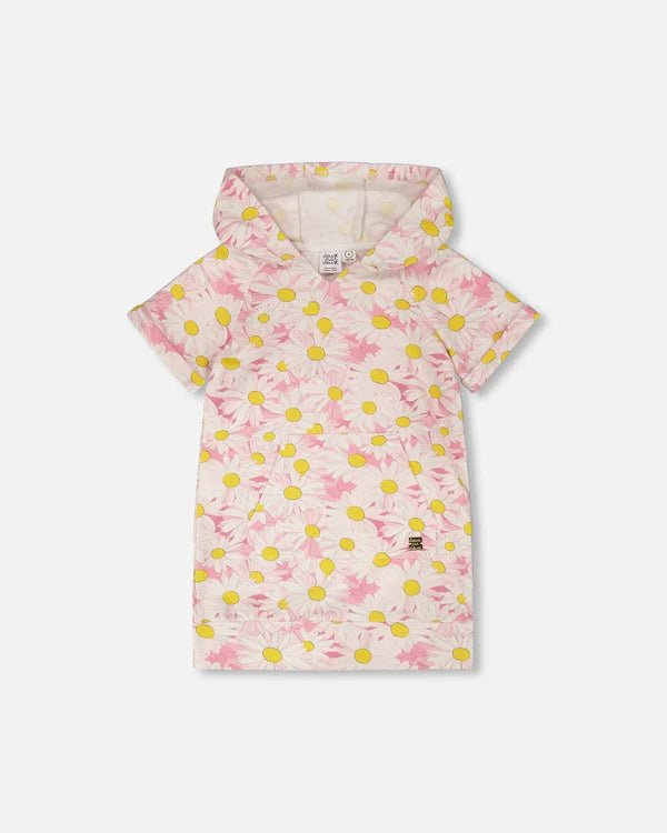 Deux Par Deux French Terry Hooded Dress   H30I86   Printed Daisies