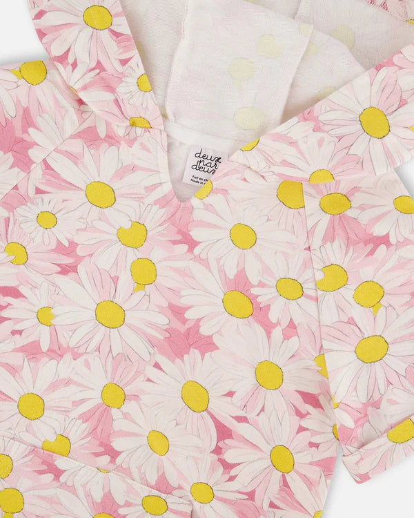 Deux Par Deux French Terry Hooded Dress   H30I86   Printed Daisies