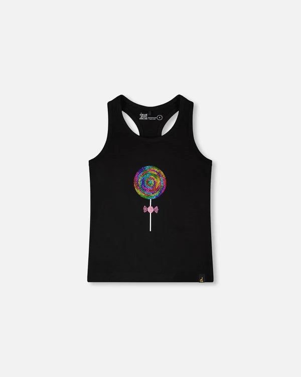 Deux Par Deux Girls Jersey Tank Top   H30J71   Anthracite