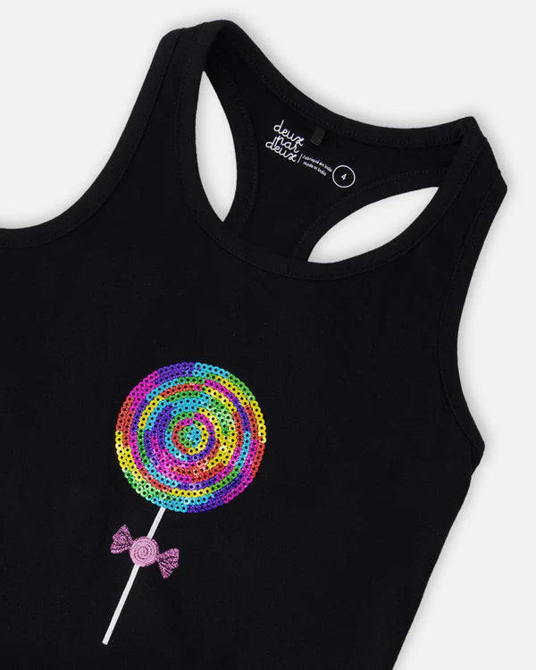Deux Par Deux Girls Jersey Tank Top   H30J71   Anthracite