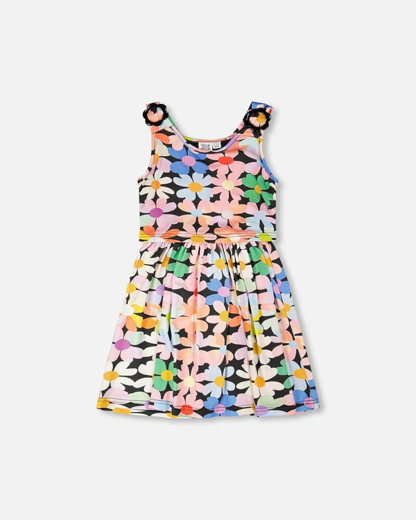 Deux Par Deux Girls Dress   H30J86   Printed Multico Flowers