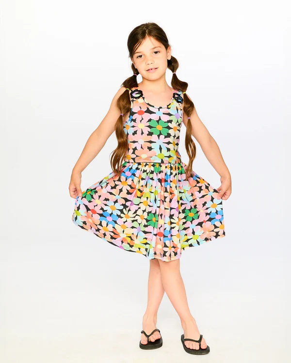 Deux Par Deux Girls Dress   H30J86   Printed Multico Flowers