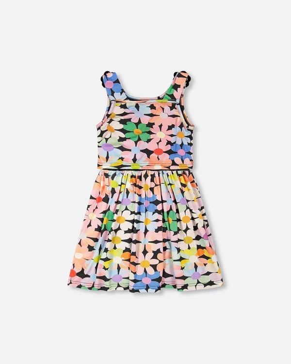 Deux Par Deux Girls Dress   H30J86   Printed Multico Flowers