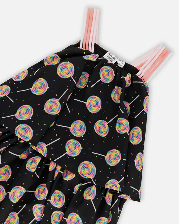 Deux Par Deux Girls Printed Woven Dress   H30J87   Printed Rainbow Lollipop