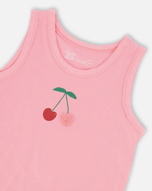 Deux Par Deux Girls Jersey Tank Top   H30L72   Prism Pink
