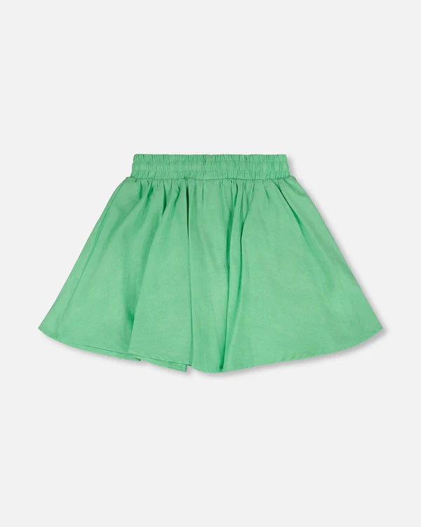 Deux Par Deux Girls Skort With Embroidered Cherris   H30L80   Golf Green