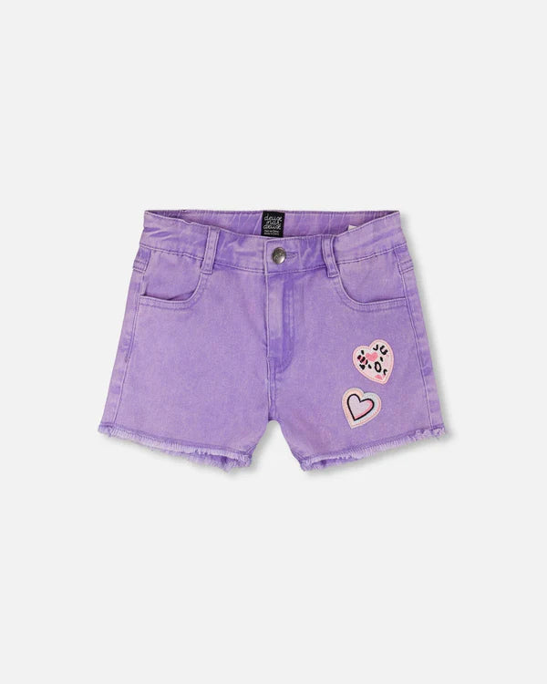Deux Par Deux Girls Denim Shorts   H30M27   Violet Tulip