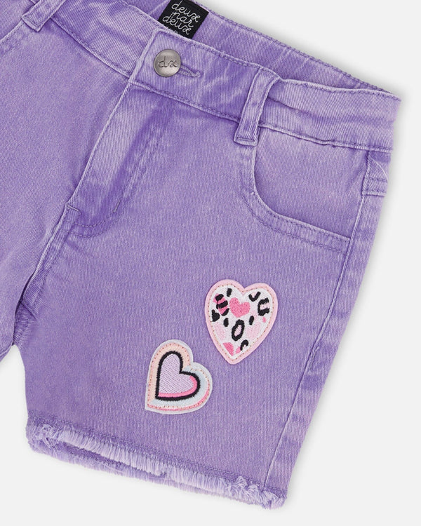Deux Par Deux Girls Denim Shorts   H30M27   Violet Tulip