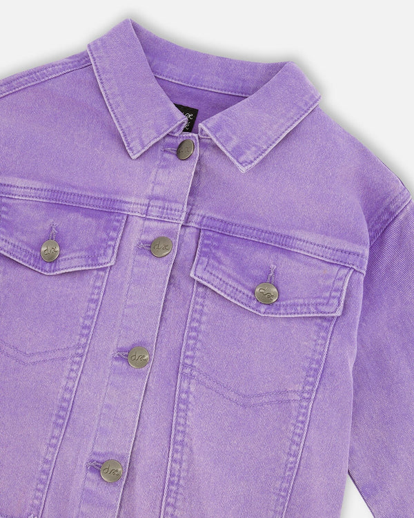 Deux par Deux Girls Denim Jacket  H30M50  Violet Tulip