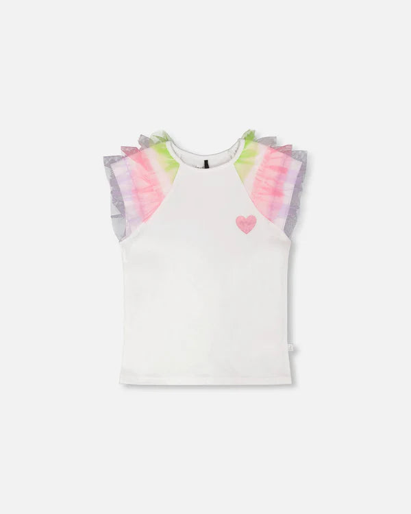 Deux Par Deux Girls Fancy Tee   H30M72   White
