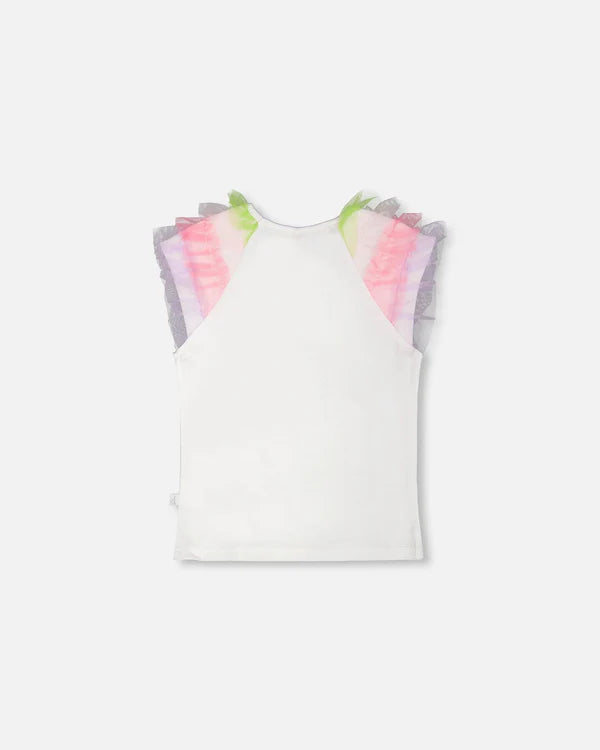 Deux Par Deux Girls Fancy Tee   H30M72   White