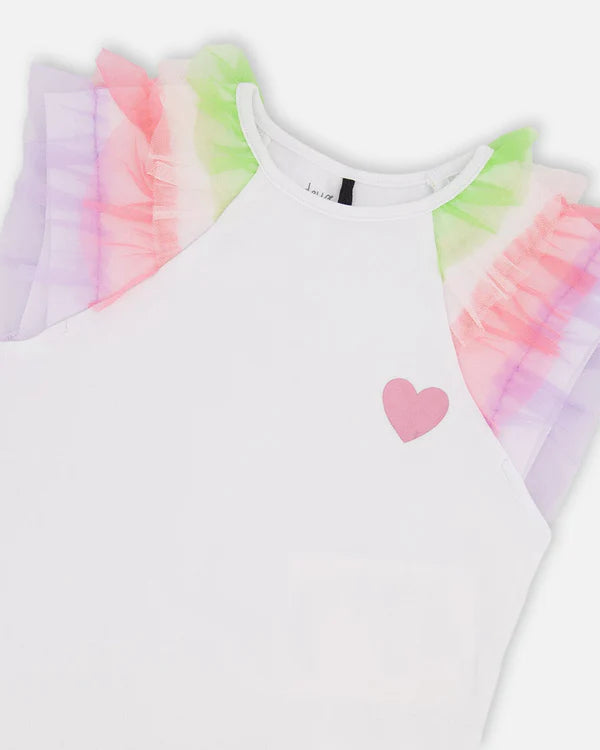 Deux Par Deux Girls Fancy Tee   H30M72   White