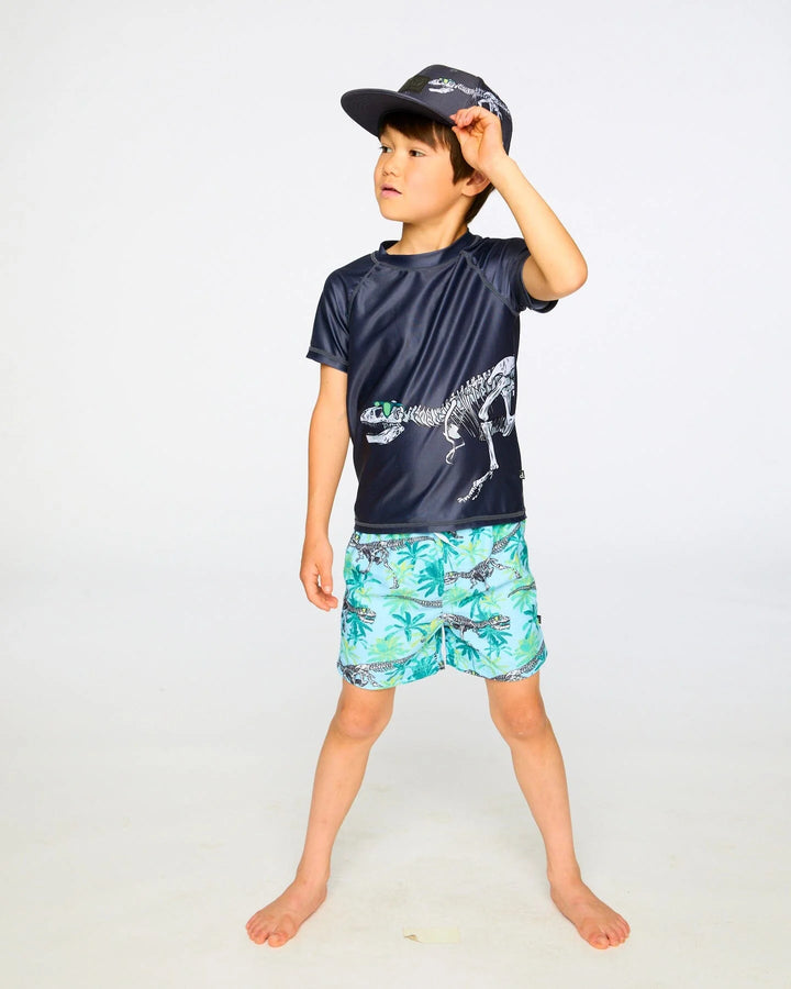 Deux Par Deux Boys Short Sleeve Rashgurd   H30OB68   Anthracite