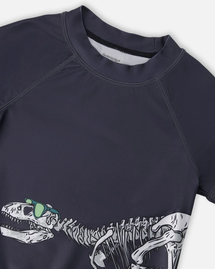 Deux Par Deux Boys Short Sleeve Rashgurd   H30OB68   Anthracite